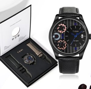 Tomi Brand Authorized Men's Watch Set Leather Strap