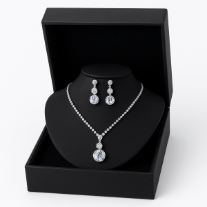 Diamond Cut Neklace Set+ Free Finger Ring